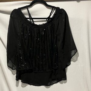 Chic Black Women's Blouse with Sequins